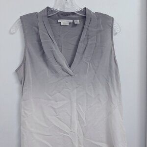 Max Studio pure silk sleeveless blouse size M grey white ombré